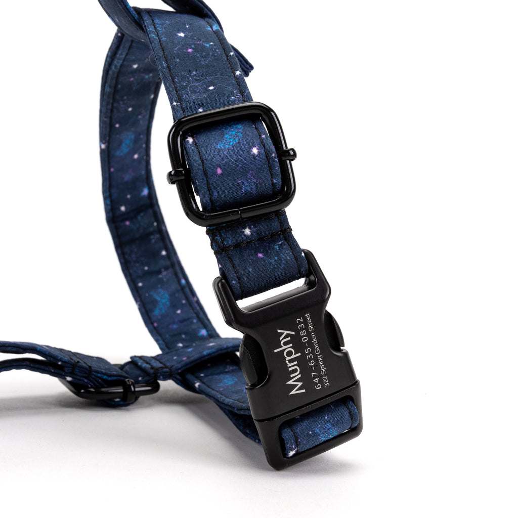 100% Cotton Adjustable No Pull Dog Harness Galaxy Stars BUCKLE