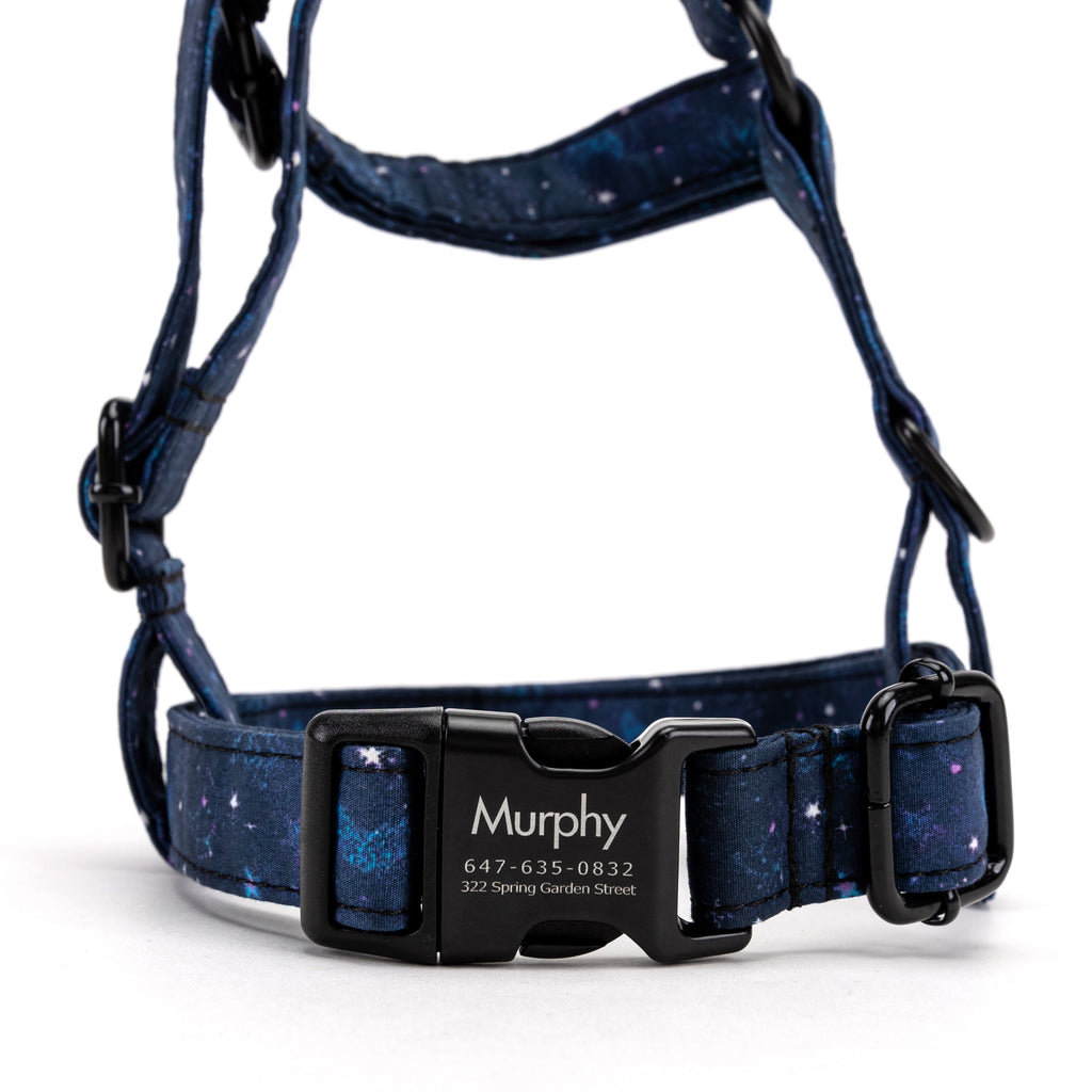 100% Cotton Adjustable No Pull Dog Harness Galaxy Stars FRONT