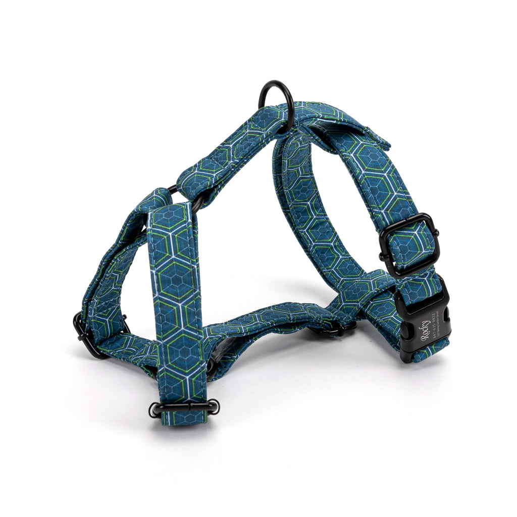 100% Cotton Adjustable No Pull Dog Harness Honeycomb SIDE