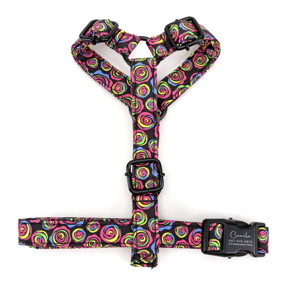 100% Cotton Adjustable No Pull Dog Harness Roses TOP