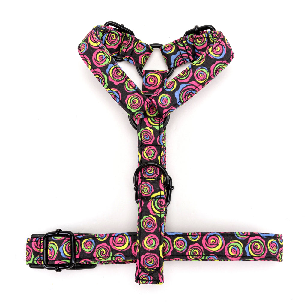 100% Cotton Adjustable No Pull Dog Harness Roses BOTTOM