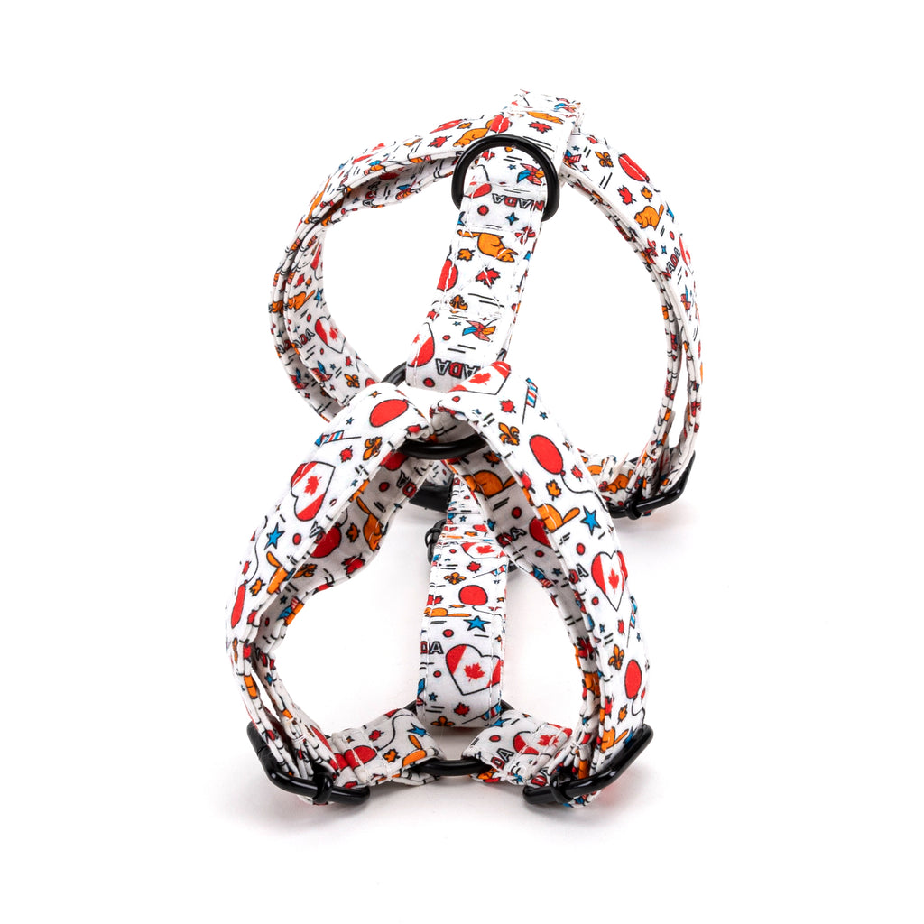 100% Cotton Adjustable No Pull Dog Harness Love Canada BACK