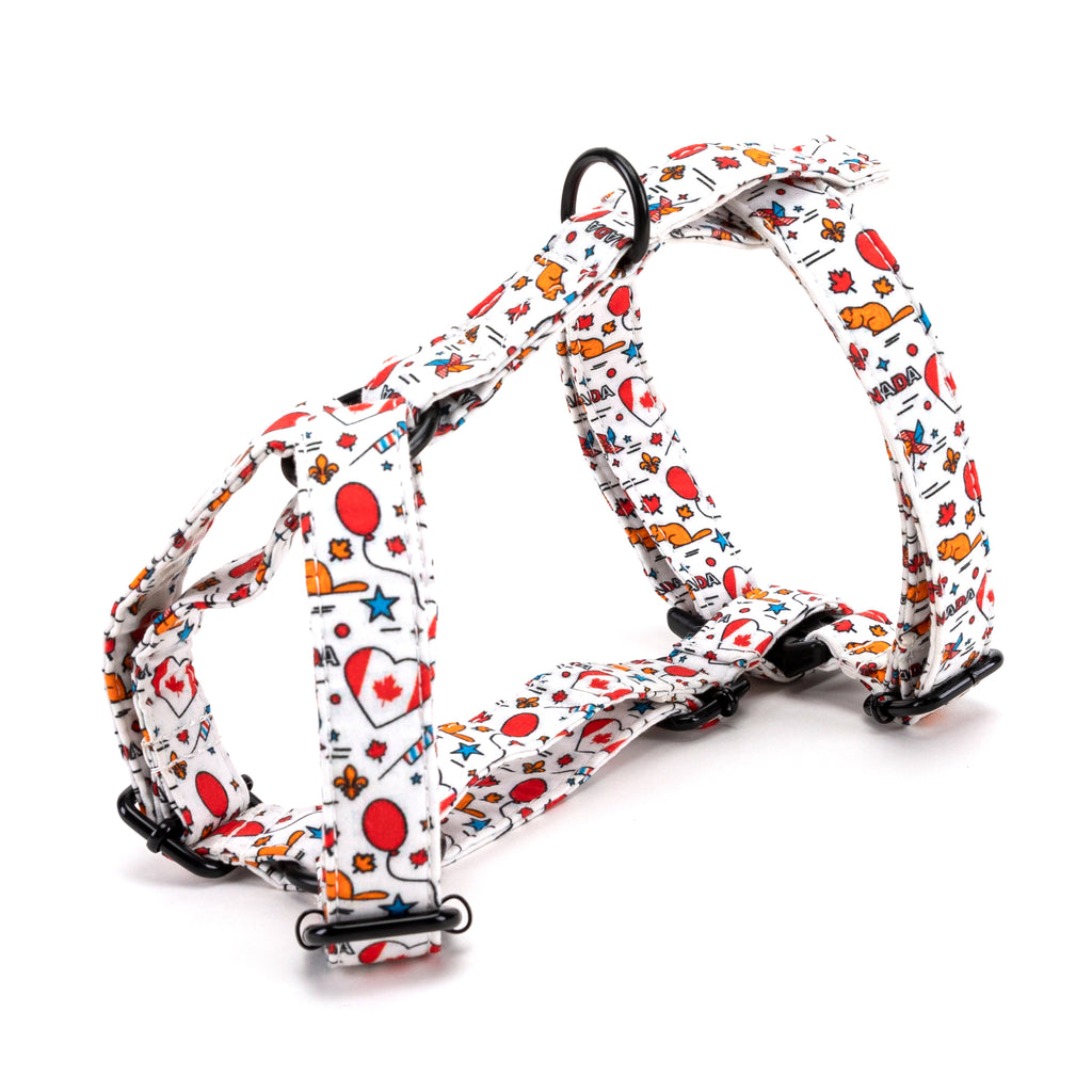 100% Cotton Adjustable No Pull Dog Harness Love Canada SIDE