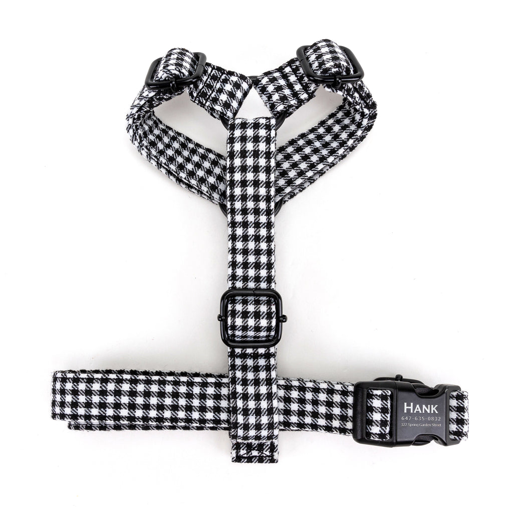100% Cotton Adjustable No Pull Dog Harness Shepherd Black & White TOP