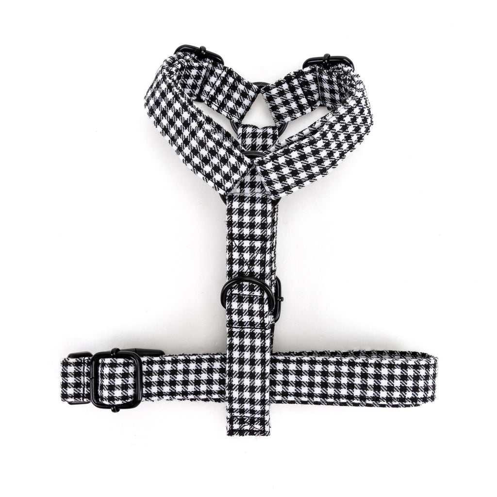 100% Cotton Adjustable No Pull Dog Harness Shepherd Black & White BOTTOM