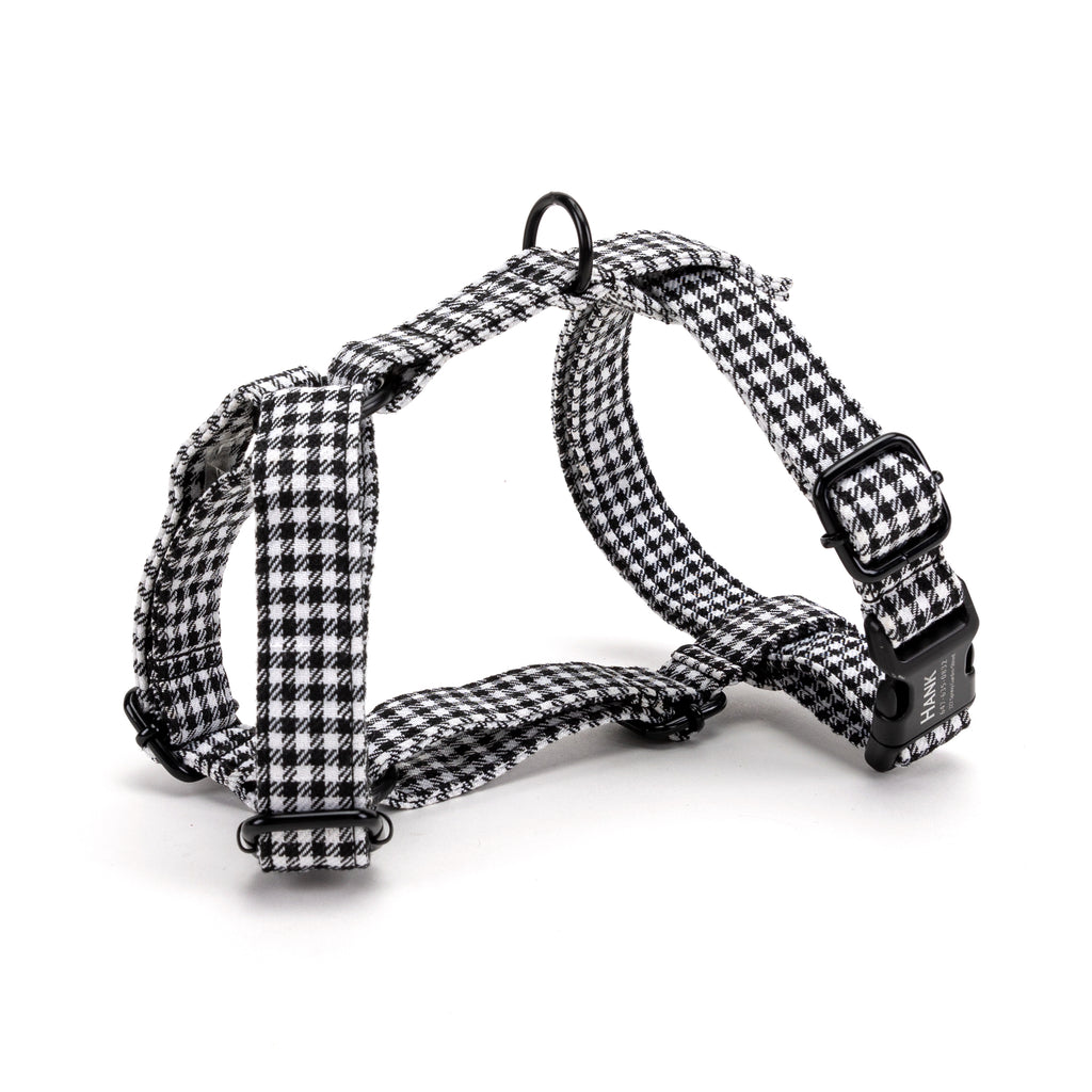 100% Cotton Adjustable No Pull Dog Harness Shepherd Black & White SIDE