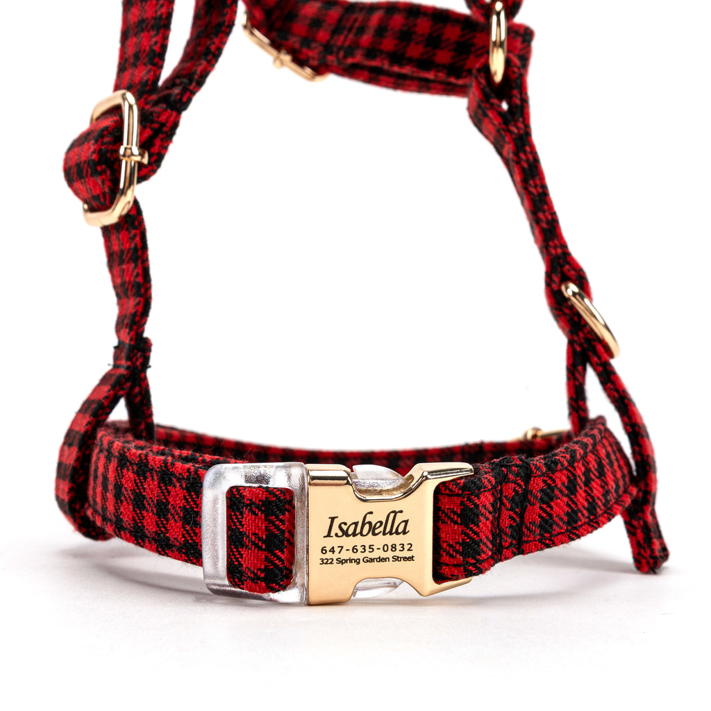 100% Cotton Adjustable No Pull Dog Harness   Shepherd Red front