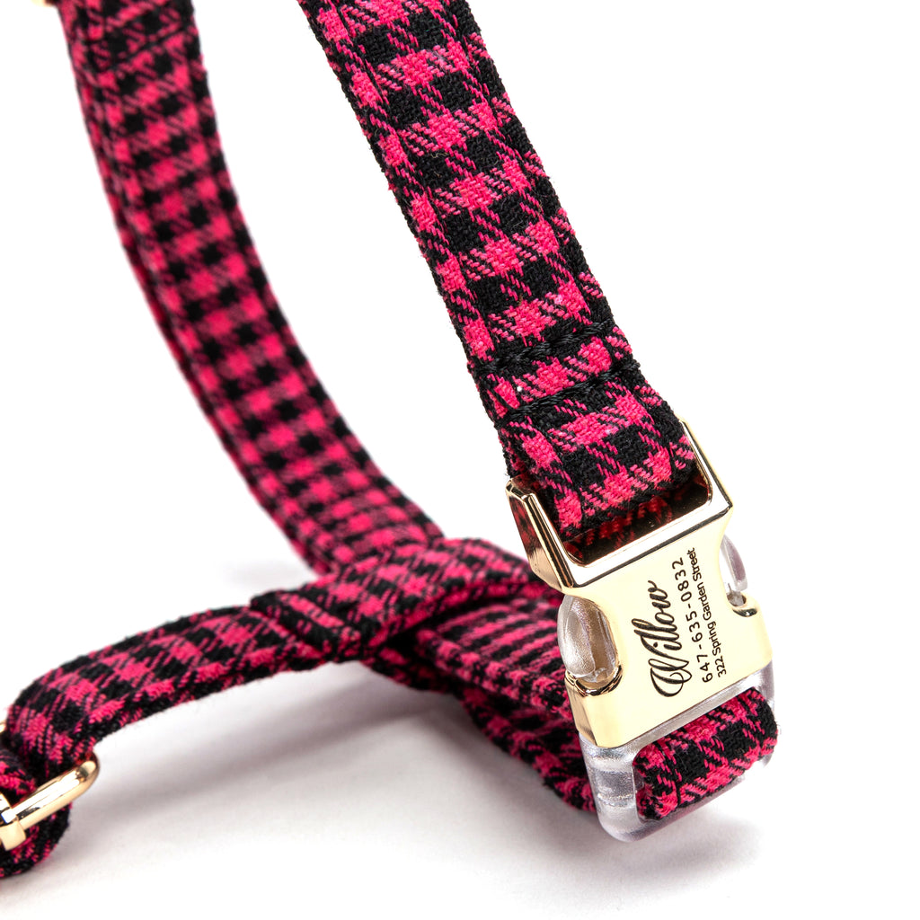 100% Cotton Adjustable No Pull Dog Harness   Shepherd Fuschia detail