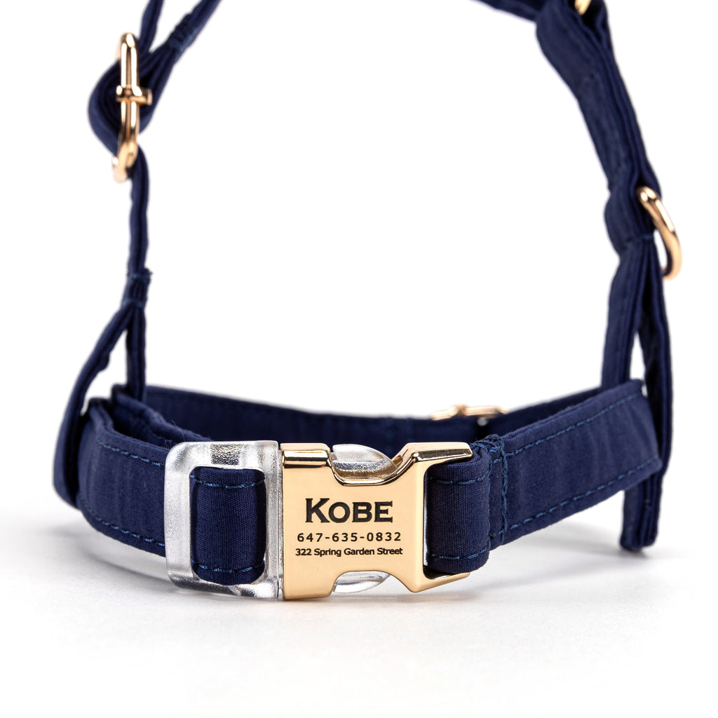 100% Cotton Adjustable No Pull Dog Harness  Royal Blue front