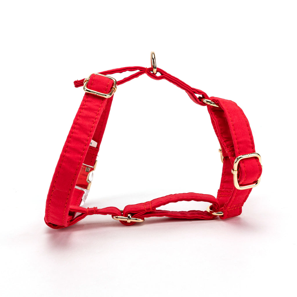 100% Cotton Adjustable No Pull Dog Harness  Poinciana Red main