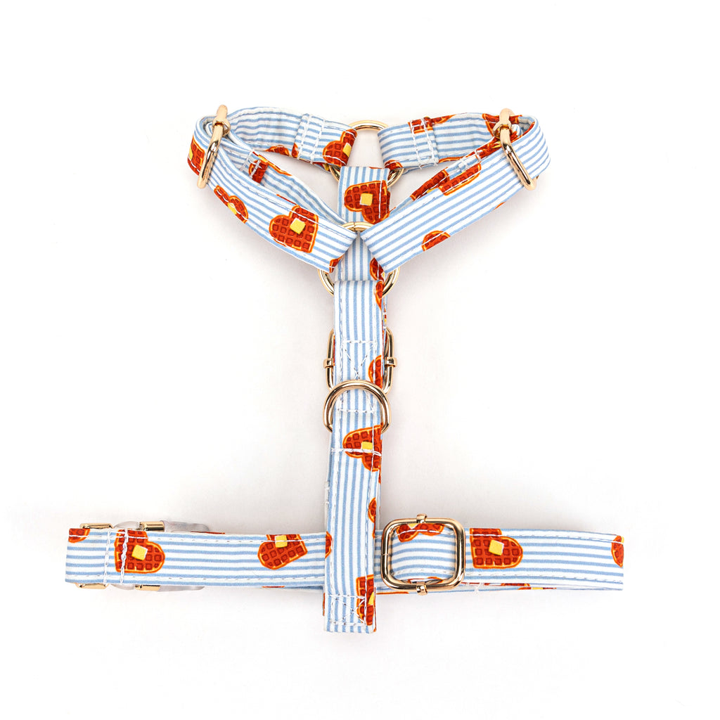 100% Cotton Adjustable No Pull Dog Harness Butter Waffles bottom