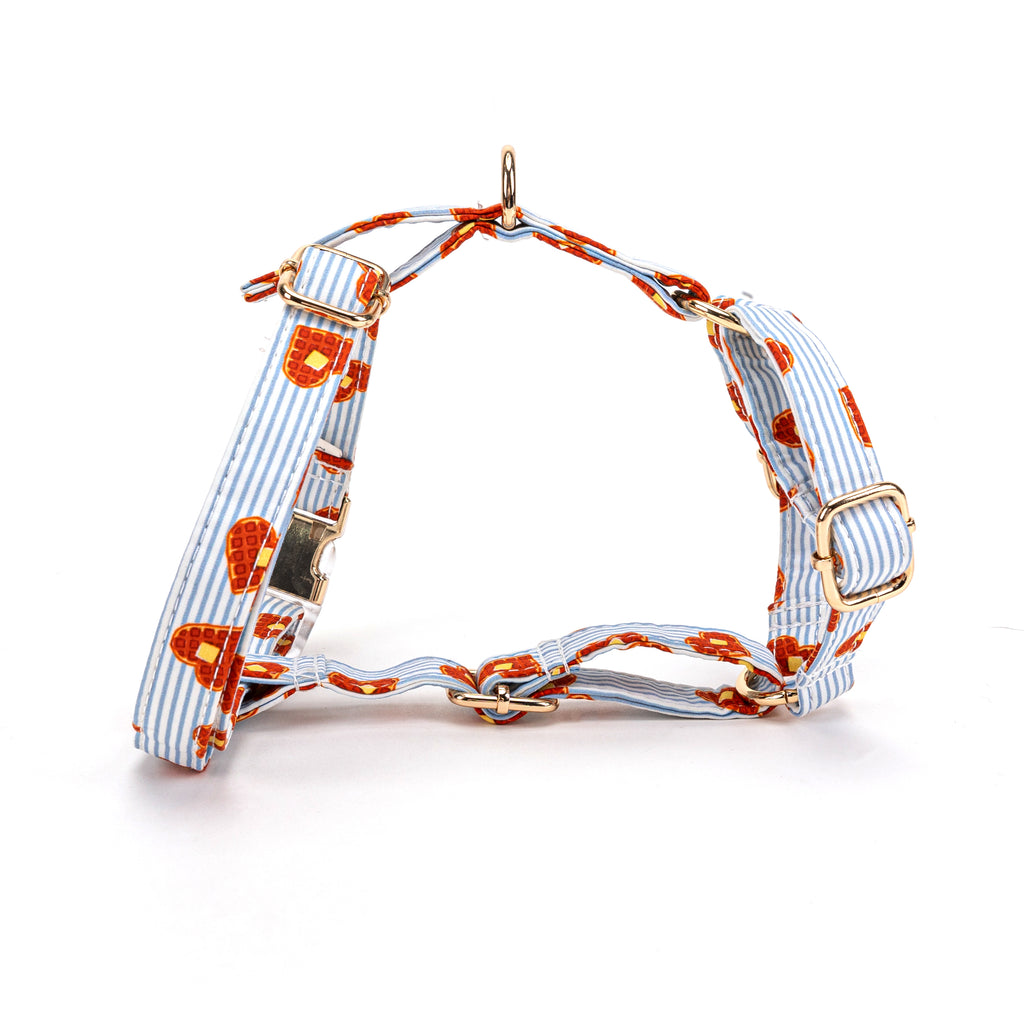 100% Cotton Adjustable No Pull Dog Harness Butter Waffles main