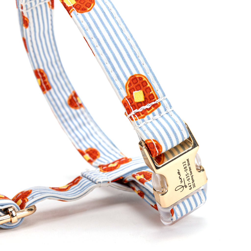 100% Cotton Adjustable No Pull Dog Harness Butter Waffles detail