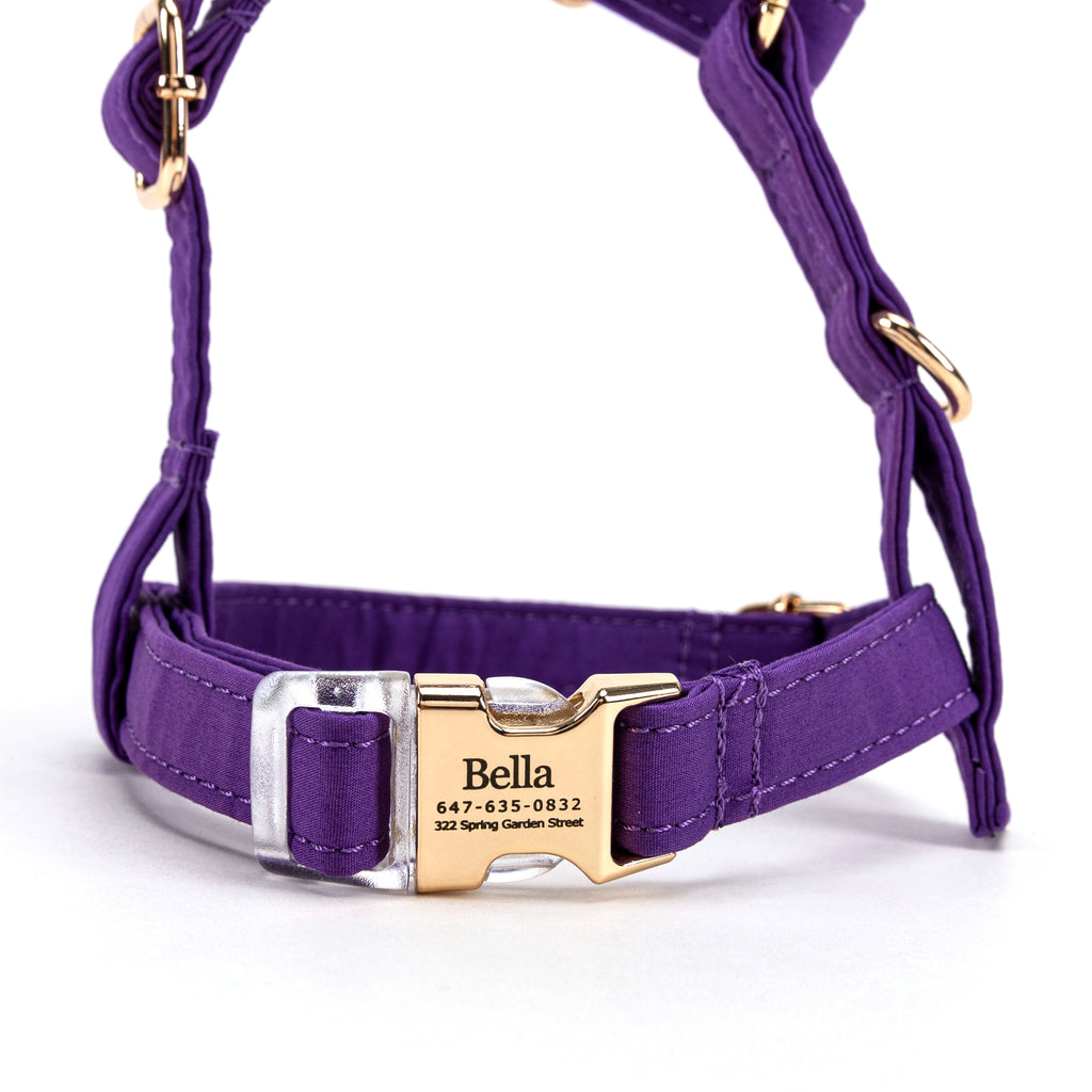 100% Cotton Adjustable No Pull Dog Harness  Purple Tornado front
