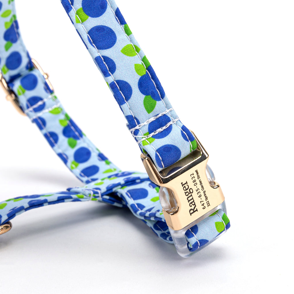 100% Cotton Adjustable No Pull Dog Harness  Blueberry detail