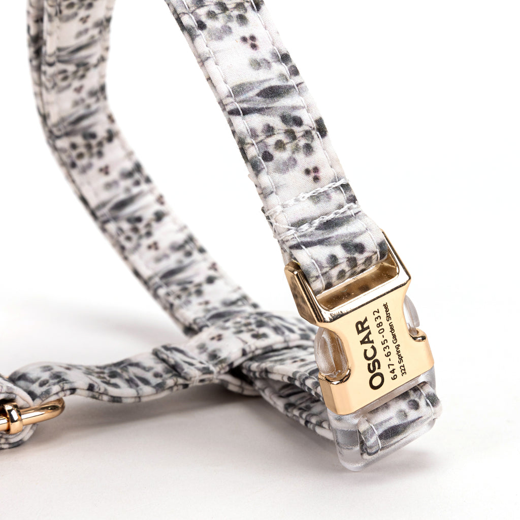 100% Cotton Adjustable No Pull Dog Harness  Eucalyptus detail
