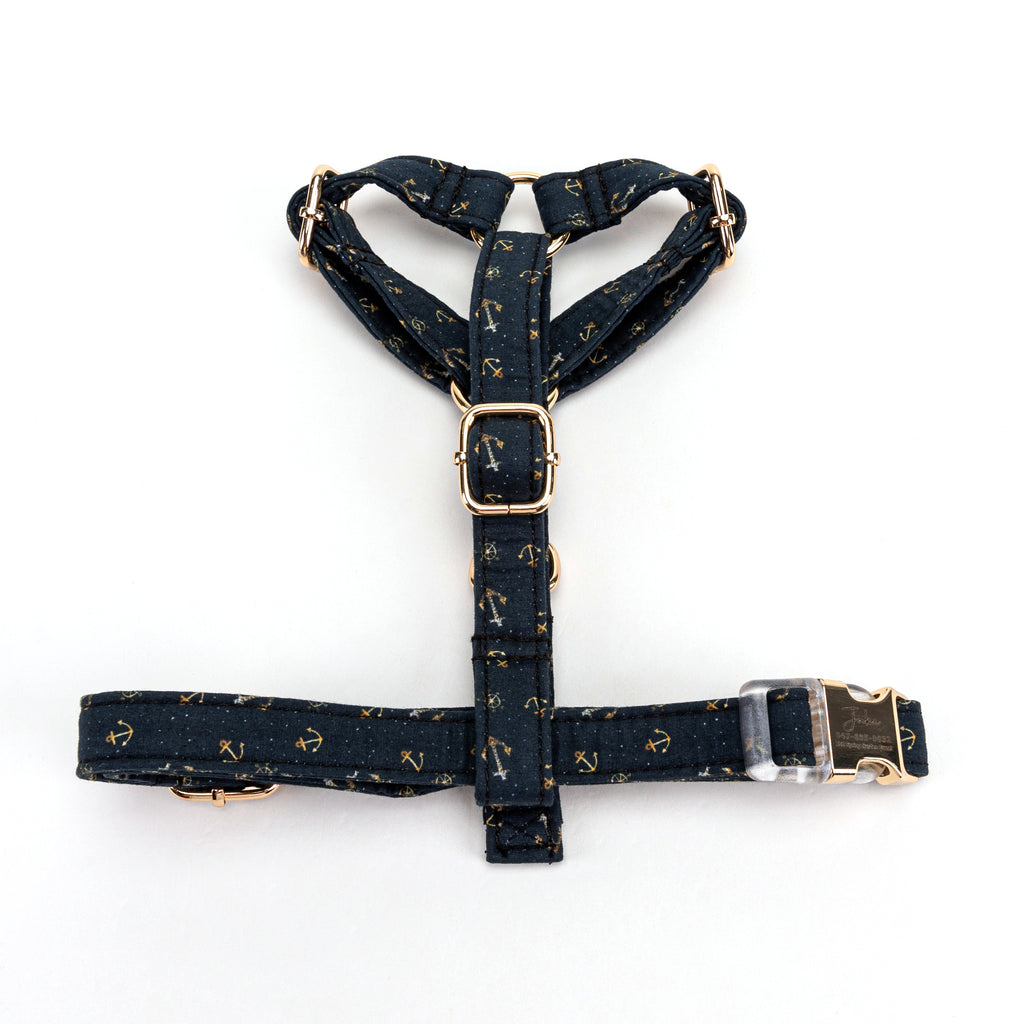 100% Cotton Adjustable No Pull Dog Harness Nautical TOP