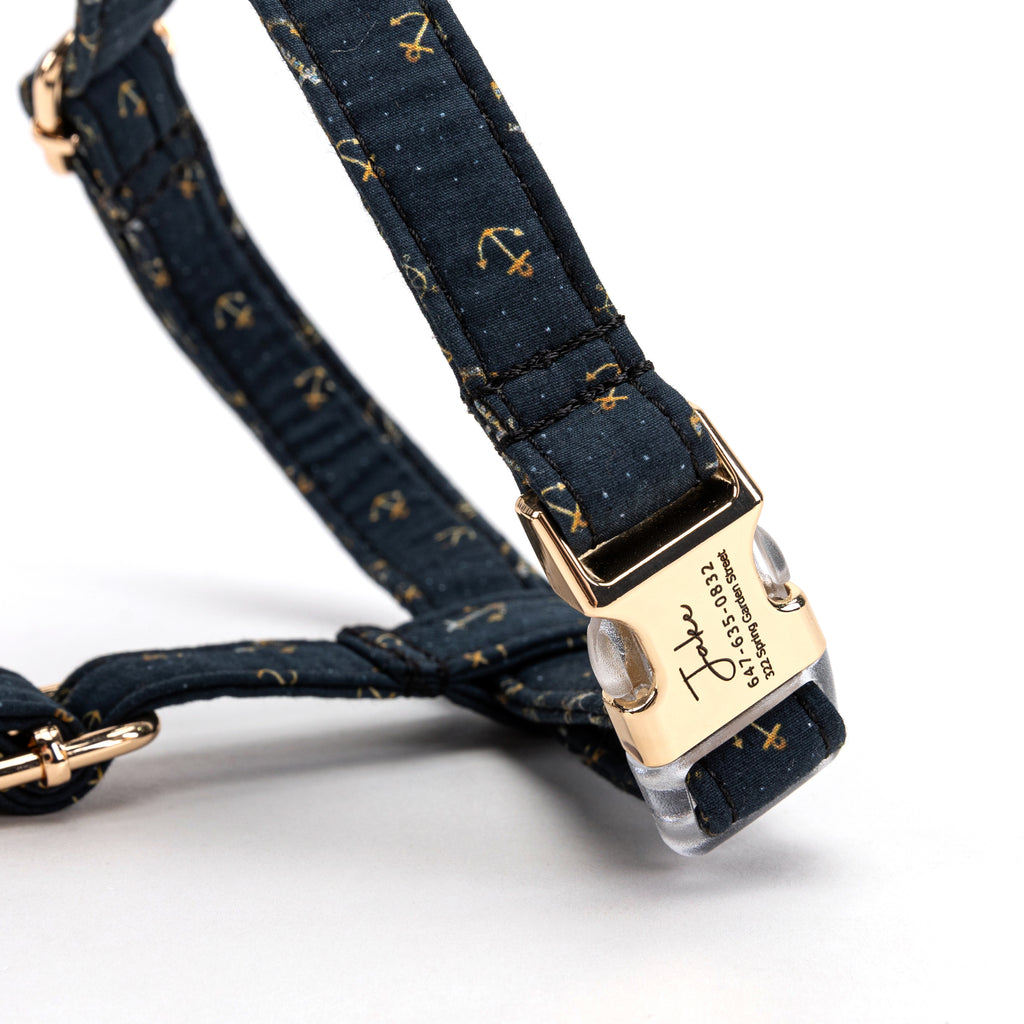 100% Cotton Adjustable No Pull Dog Harness Nautical BUCKLE