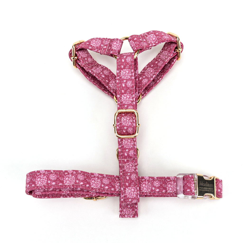 100% Cotton Adjustable No Pull Dog Harness Wild Tulip TOP