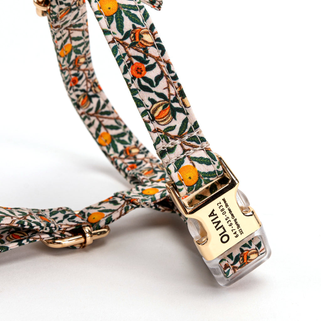 100% Cotton Adjustable No Pull Dog Harness Pomegranate BUCKLE