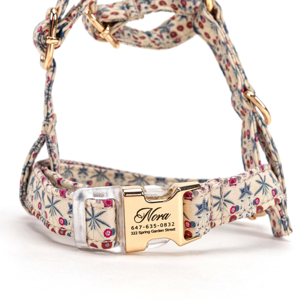 100% Cotton Adjustable No Pull Dog Harness Daisy FRONT