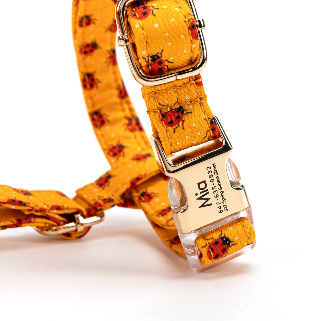 100% Cotton Adjustable No Pull Dog Harness Ladybug BUCKLE