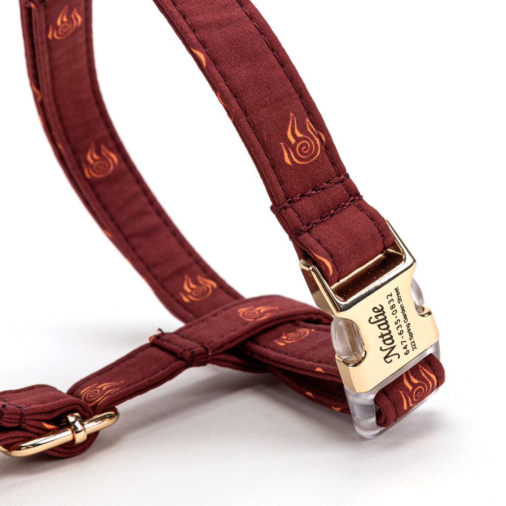 100% Cotton Adjustable No Pull Dog Harness Avatar Fire Nation BUCKLE