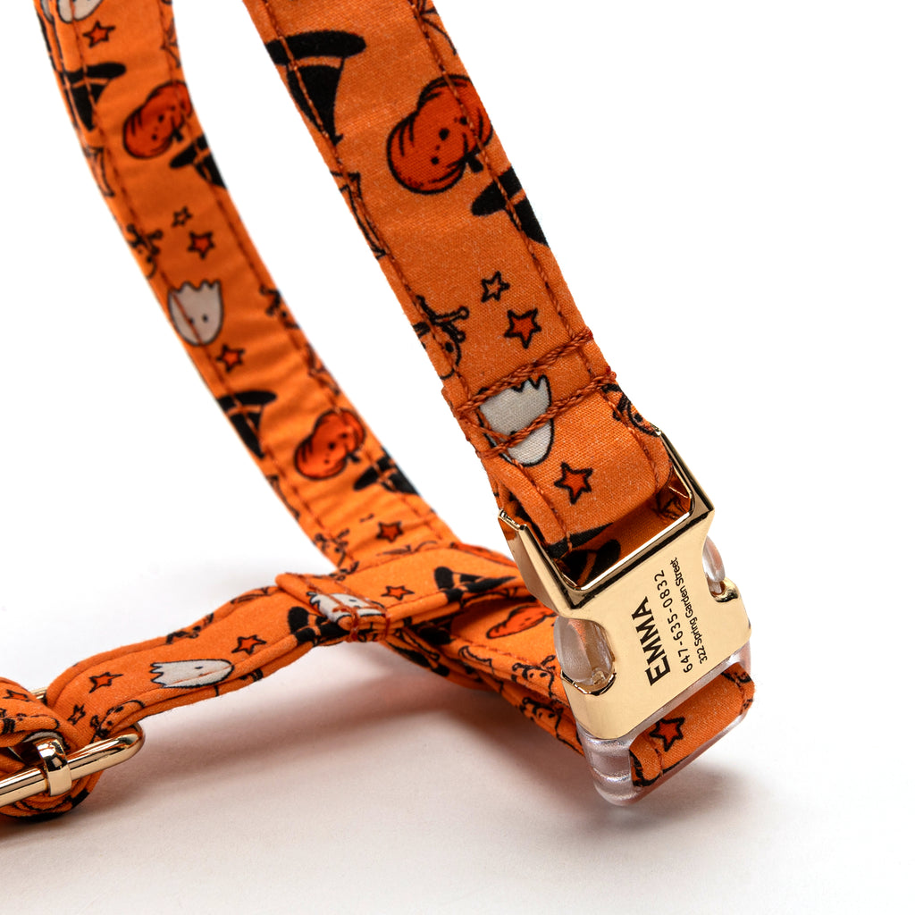 100% Cotton Adjustable No Pull Dog Harness Magic Halloween BUCKLE