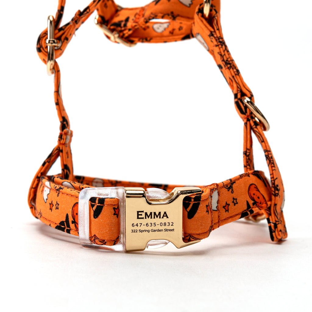 100% Cotton Adjustable No Pull Dog Harness Magic Halloween FRONT