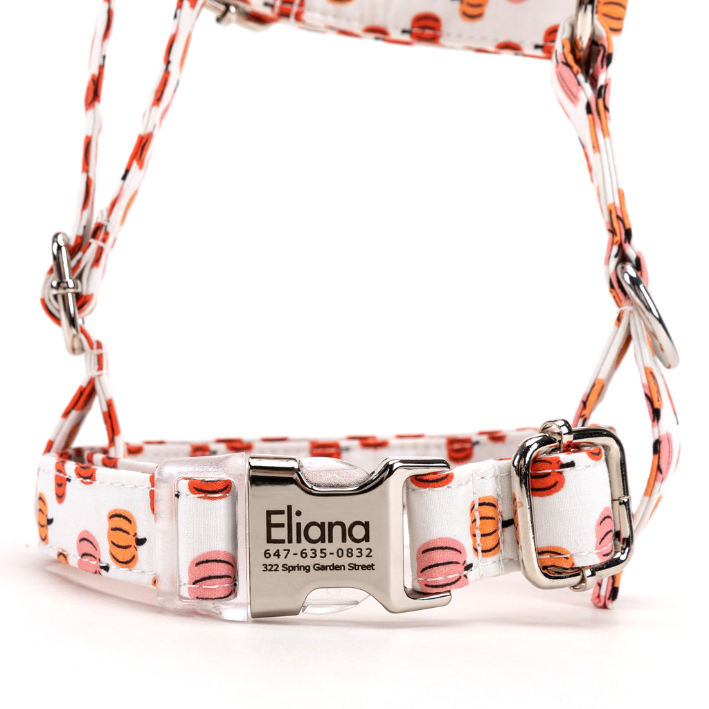 100% Cotton Adjustable No Pull Dog Harness   Love Halloween front