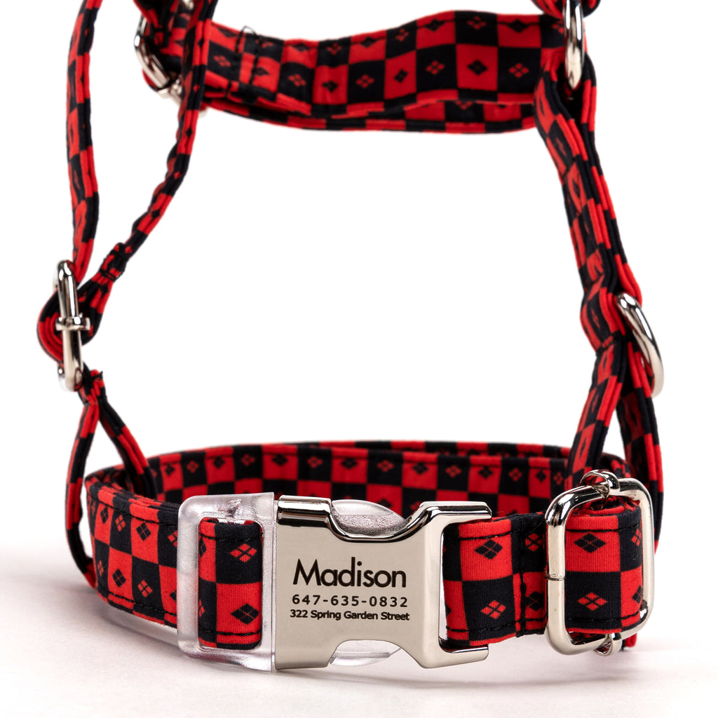 100% Cotton Adjustable No Pull Dog Harness  Harley Quinn front