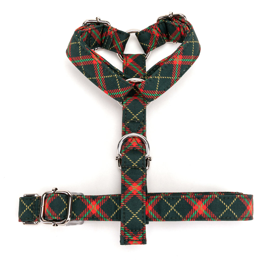 100% Cotton Adjustable No Pull Dog Harness  Christmas Plaid bottom