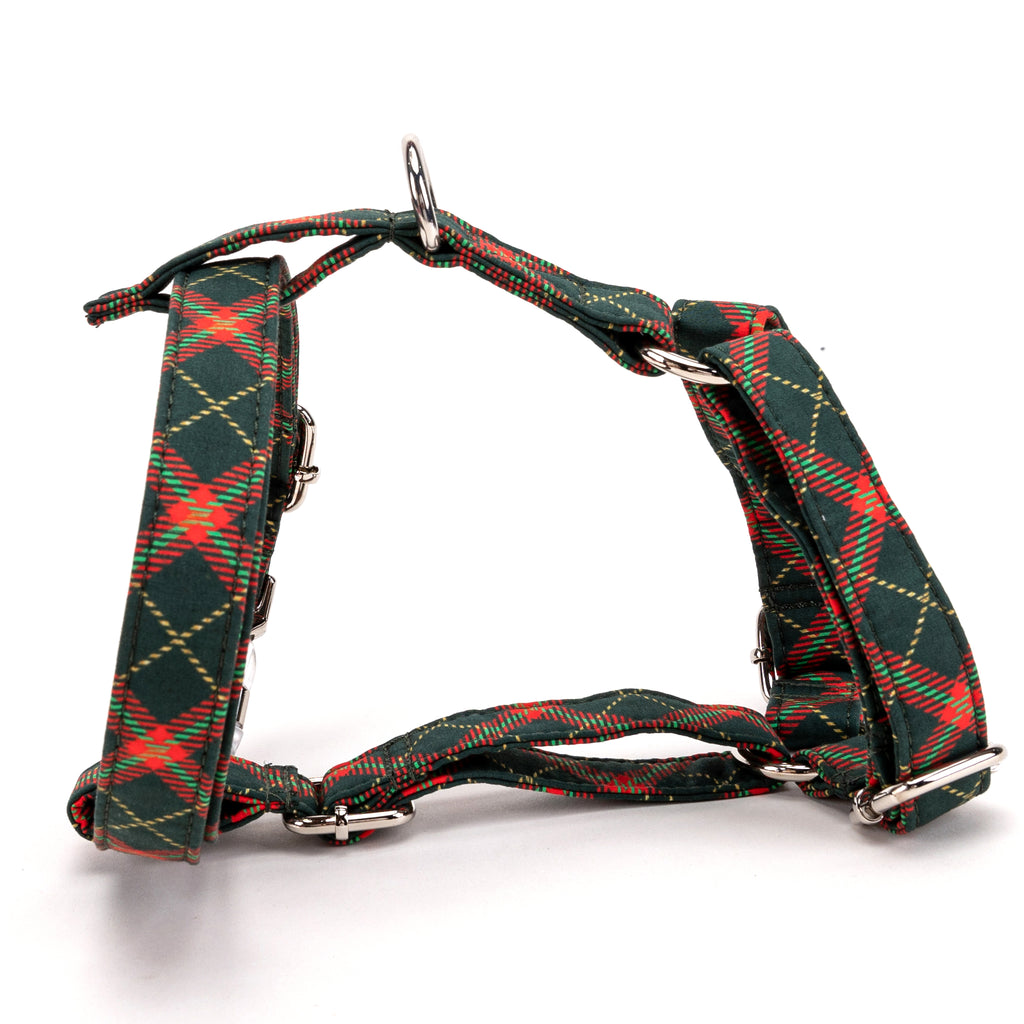 100% Cotton Adjustable No Pull Dog Harness  Christmas Plaid main