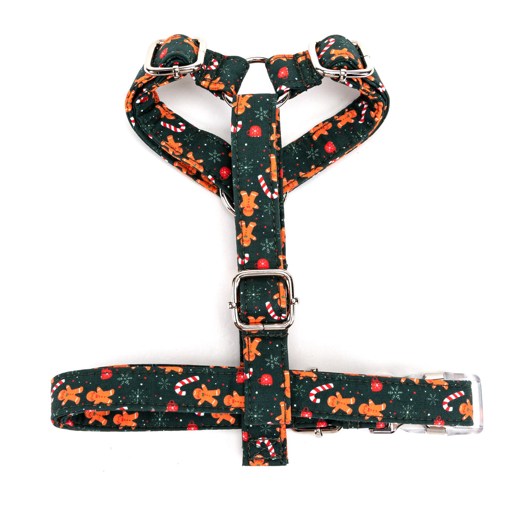 100% Cotton Adjustable No Pull Dog Harness  Gingerbread Man bottom