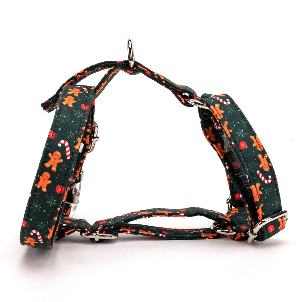100% Cotton Adjustable No Pull Dog Harness  Gingerbread Man main