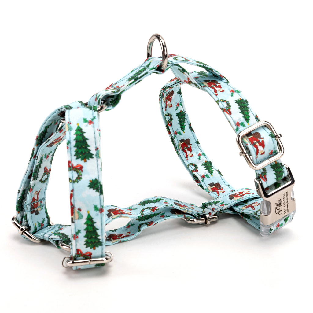 100% Cotton Adjustable No Pull Dog Harness Santa Claus side
