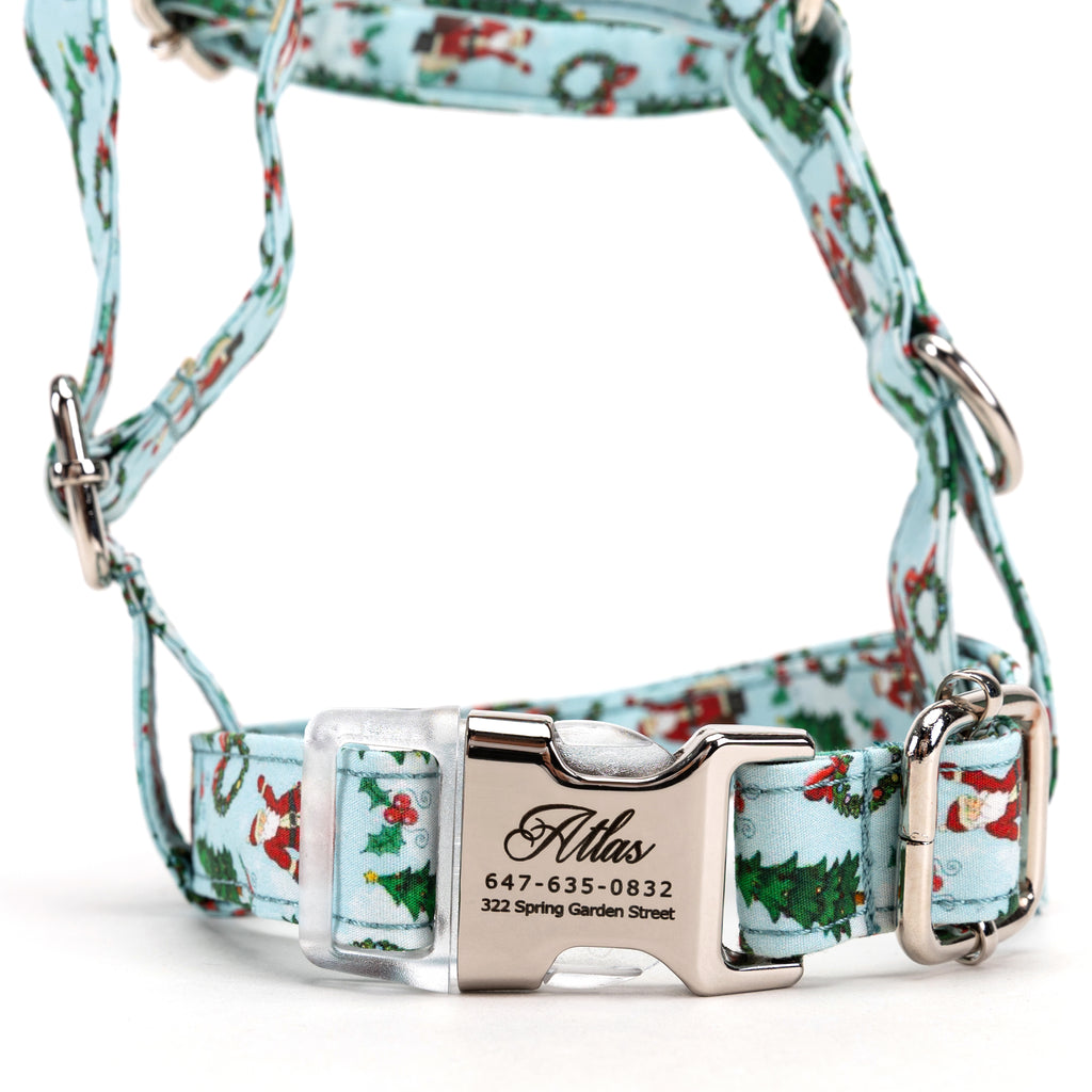 100% Cotton Adjustable No Pull Dog Harness Santa Claus front