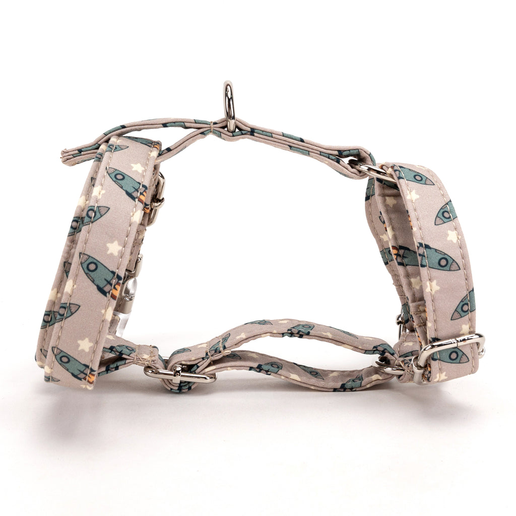 100% Cotton Adjustable No Pull Dog Harness  Retro Rocket main