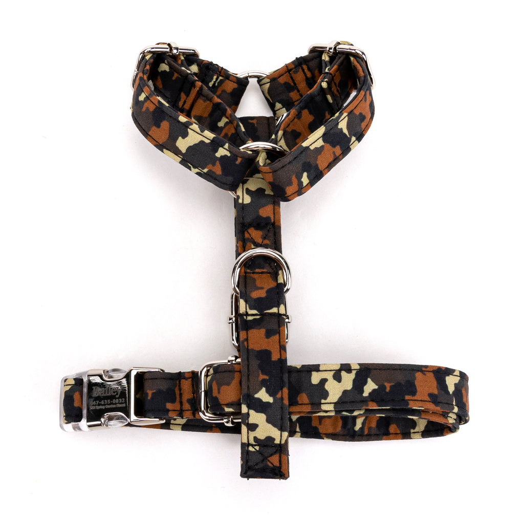 100% Cotton Adjustable No Pull Dog Harness  Camo top