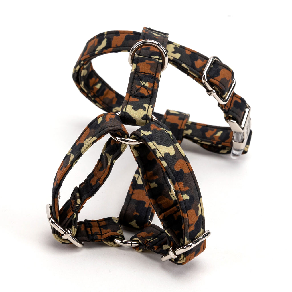 100% Cotton Adjustable No Pull Dog Harness  Camo back