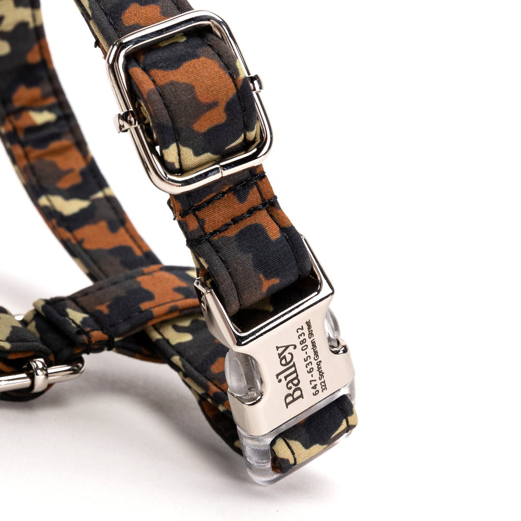 100% Cotton Adjustable No Pull Dog Harness  Camo buckle