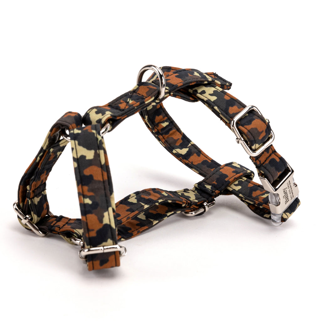 100% Cotton Adjustable No Pull Dog Harness  Camo side