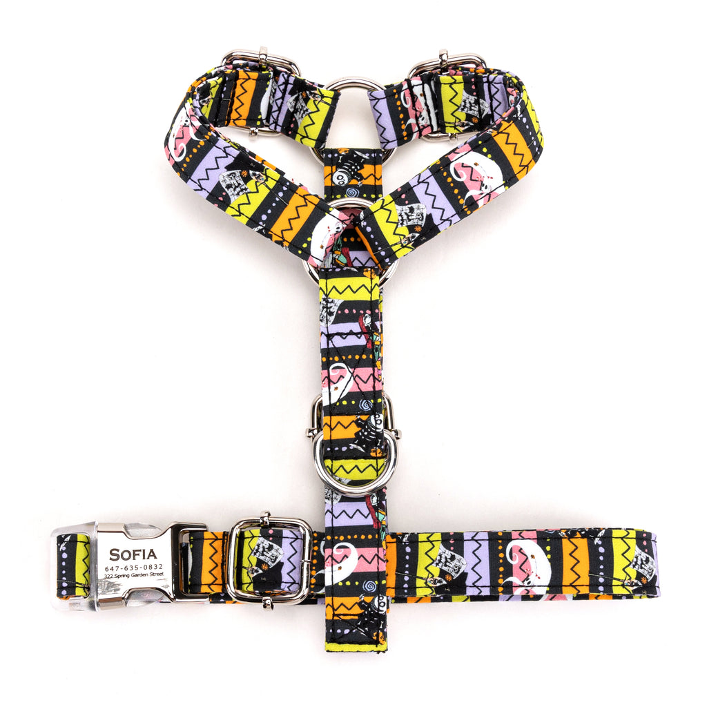 100% Cotton Adjustable No Pull Dog Harness The nightmare before Christmas TOP