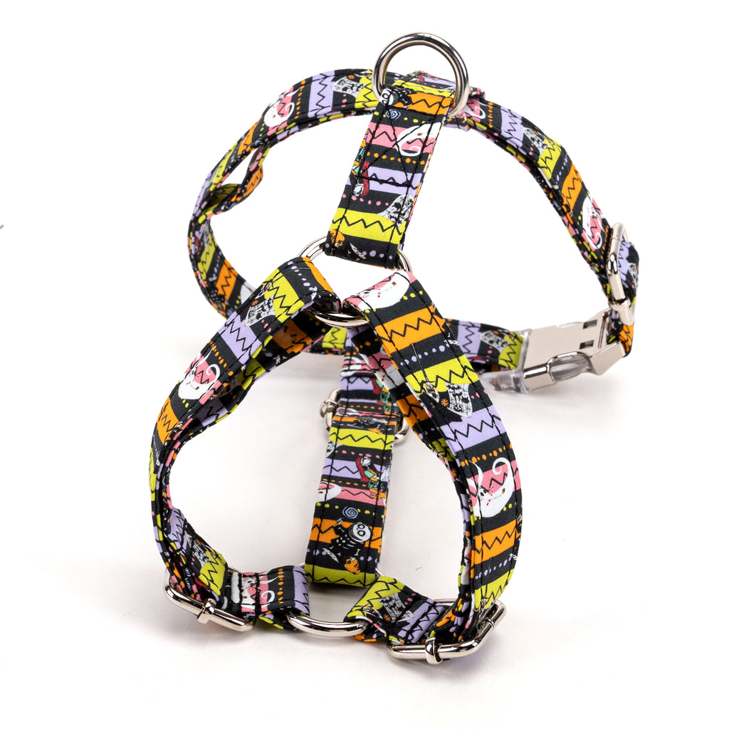 100% Cotton Adjustable No Pull Dog Harness The nightmare before Christmas BACK