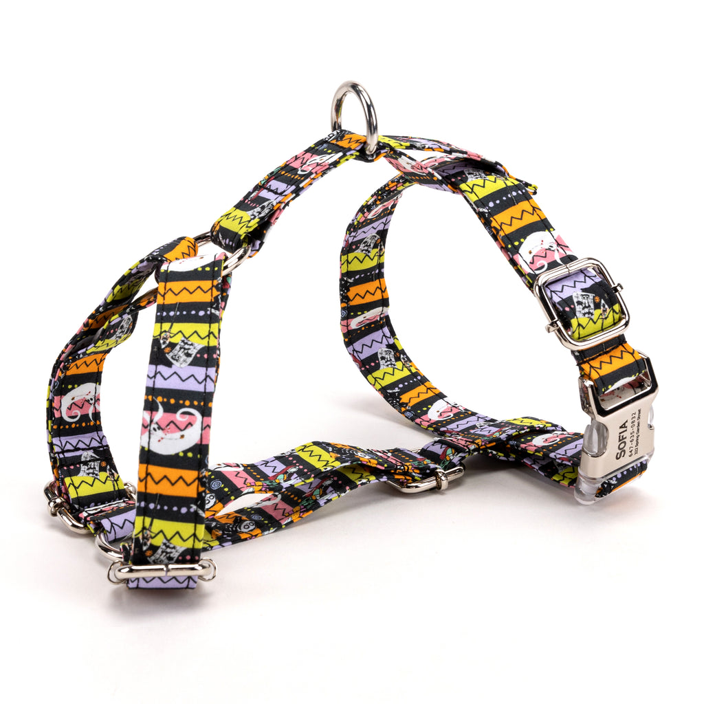 100% Cotton Adjustable No Pull Dog Harness The nightmare before Christmas SIDE