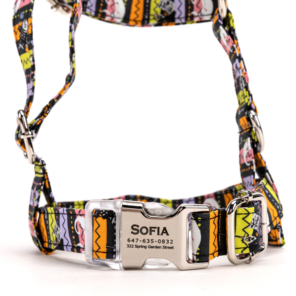 100% Cotton Adjustable No Pull Dog Harness The nightmare before Christmas FRONT