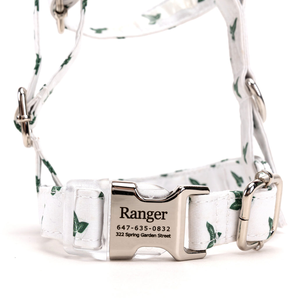 100% Cotton Adjustable No Pull Dog Harness Elven Leaf LOTR FRONT