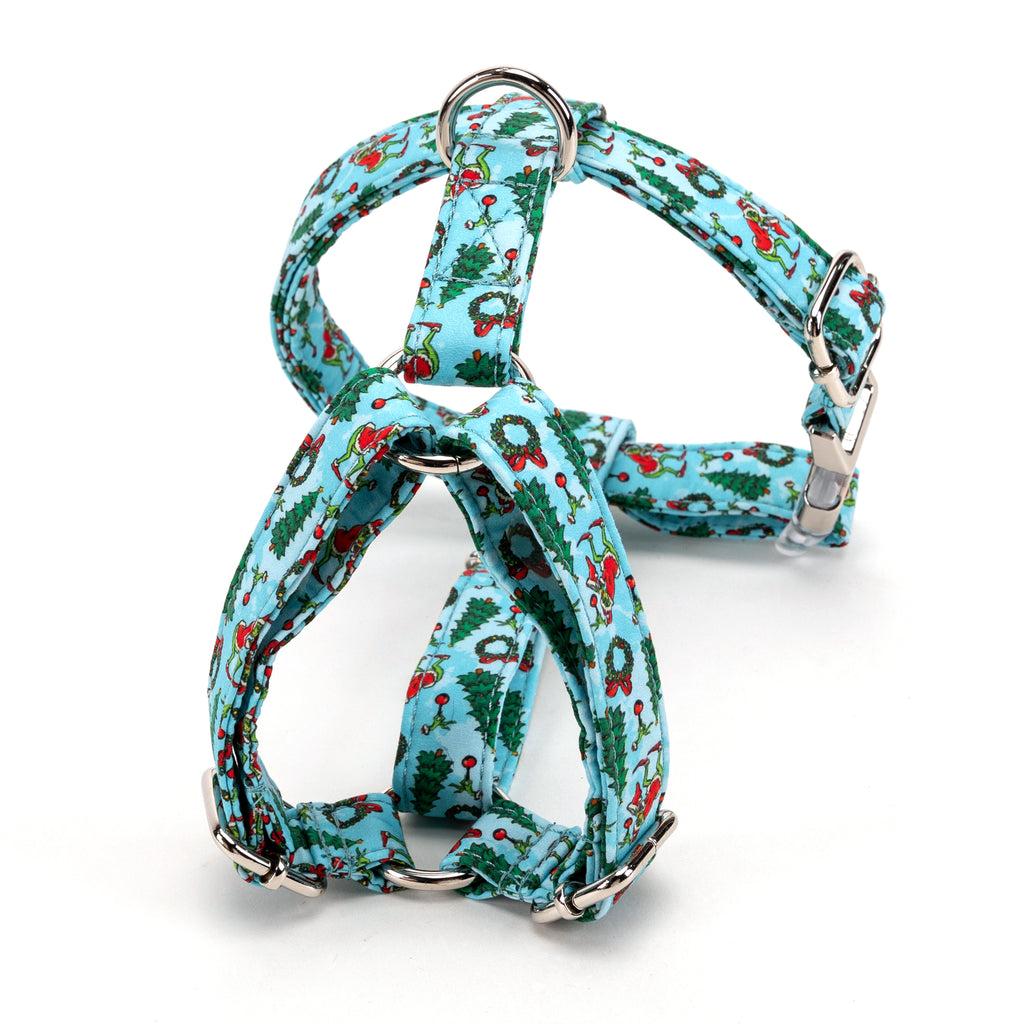 100% Cotton Adjustable No Pull Dog Harness The Grinch BACK