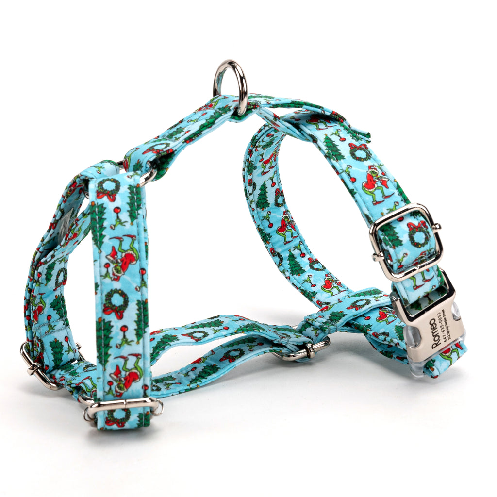 100% Cotton Adjustable No Pull Dog Harness The Grinch SIDE