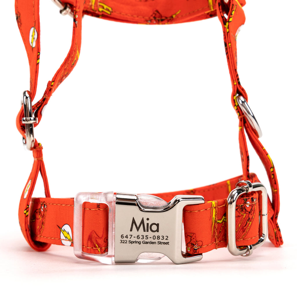 100% Cotton Adjustable No Pull Dog Harness The Flash FRONT